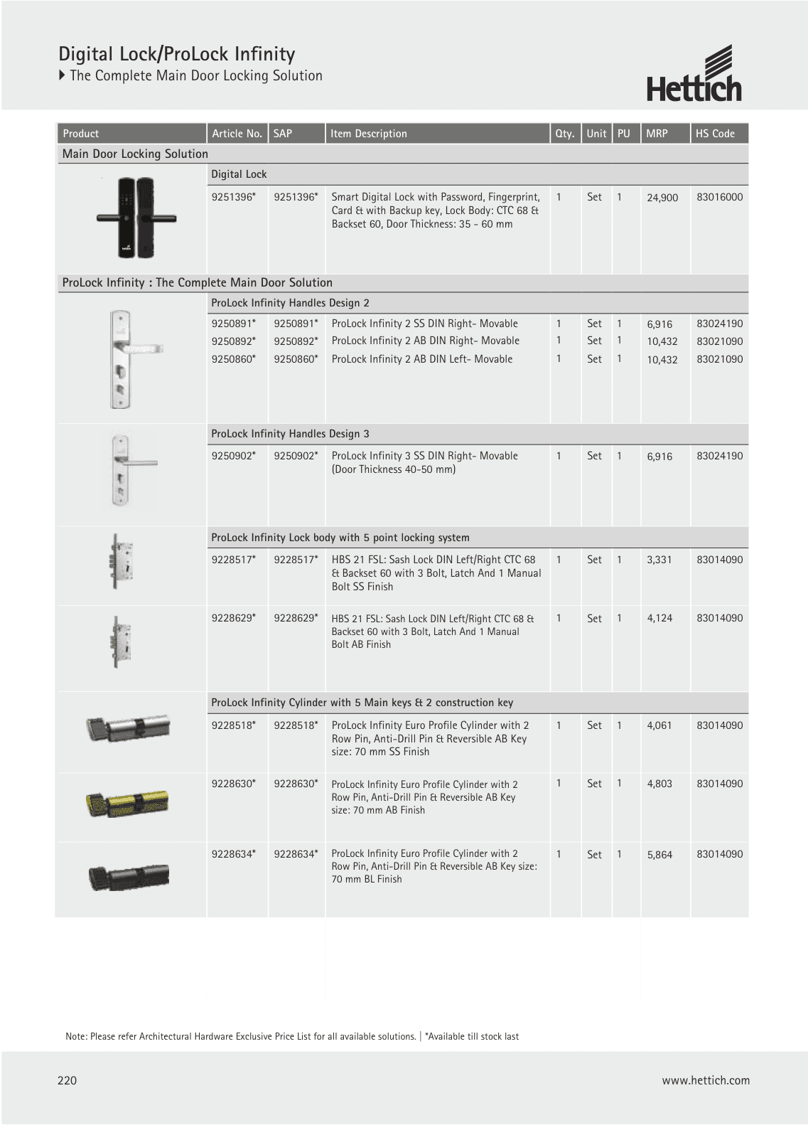 Hettich Digital Lock & ProLock Infinity — from Hettich's catalogue